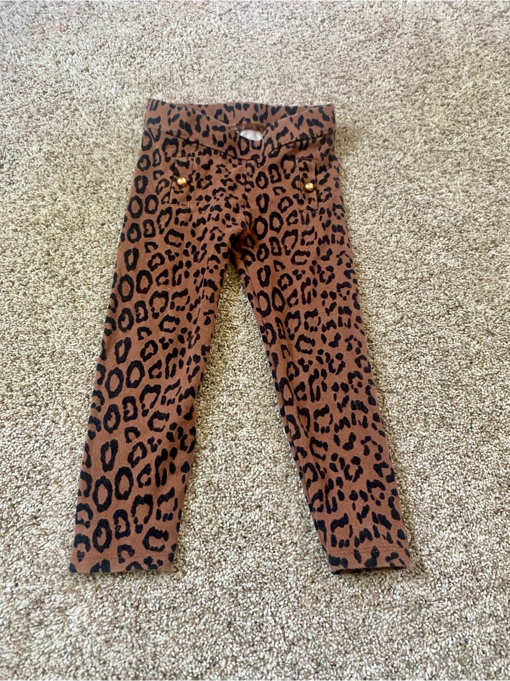 Girls' Brown Leopard Print Knit Leggings